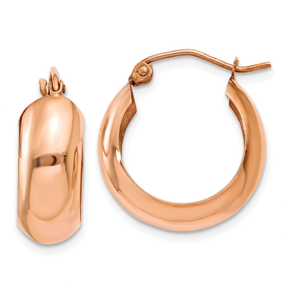 7mm x 18mm 14k Rose Gold Half Round Open Back Hoop Earrings, Item E13601 by The Black Bow Jewelry Co.