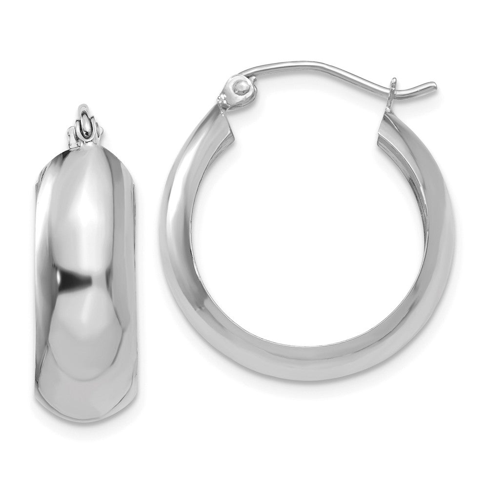 7mm x 21mm 14k White Gold Half Round Open Back Hoop Earrings, Item E13603 by The Black Bow Jewelry Co.