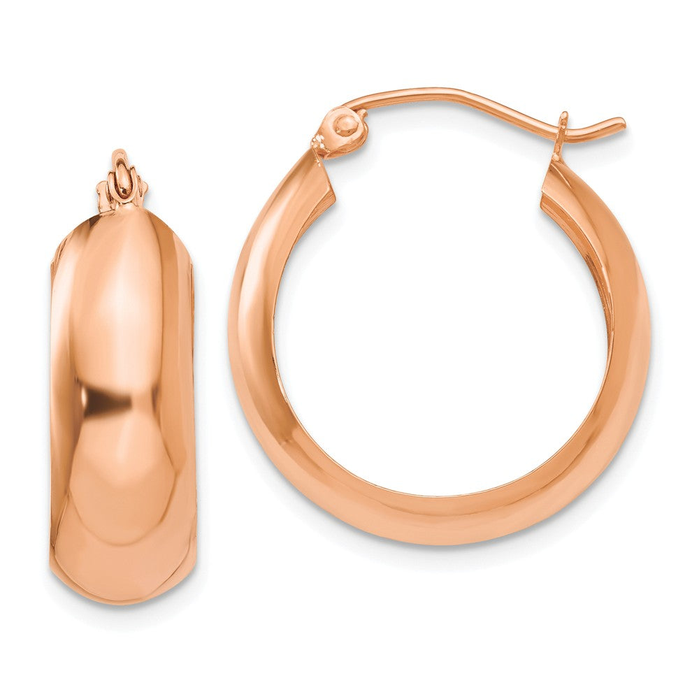 7mm x 21mm 14k Rose Gold Half Round Open Back Hoop Earrings, Item E13604 by The Black Bow Jewelry Co.