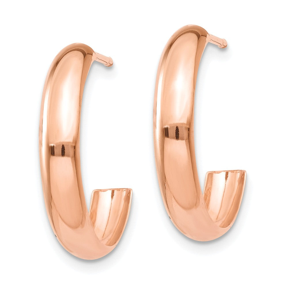 Alternate view of the 3.5mm x 17mm Polished 14k Rose Gold Domed J-Hoop Earrings by The Black Bow Jewelry Co.