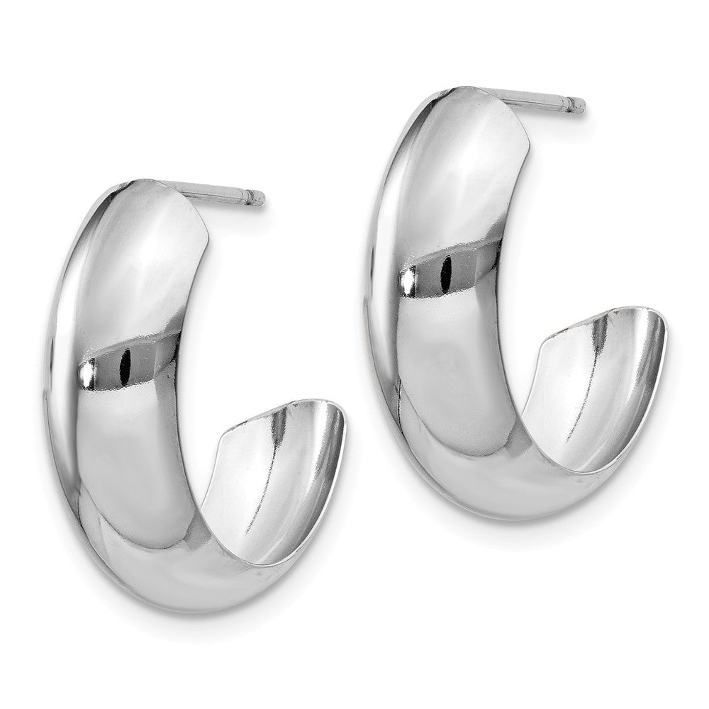 Alternate view of the 6.75mm x 19mm Polished 14k White Gold Domed J-Hoop Earrings by The Black Bow Jewelry Co.