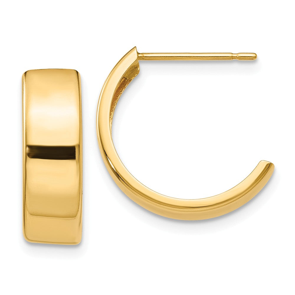 5.5mm x 16mm Polished 14k Yellow Gold J-Hoop Earrings, Item E13617 by The Black Bow Jewelry Co.