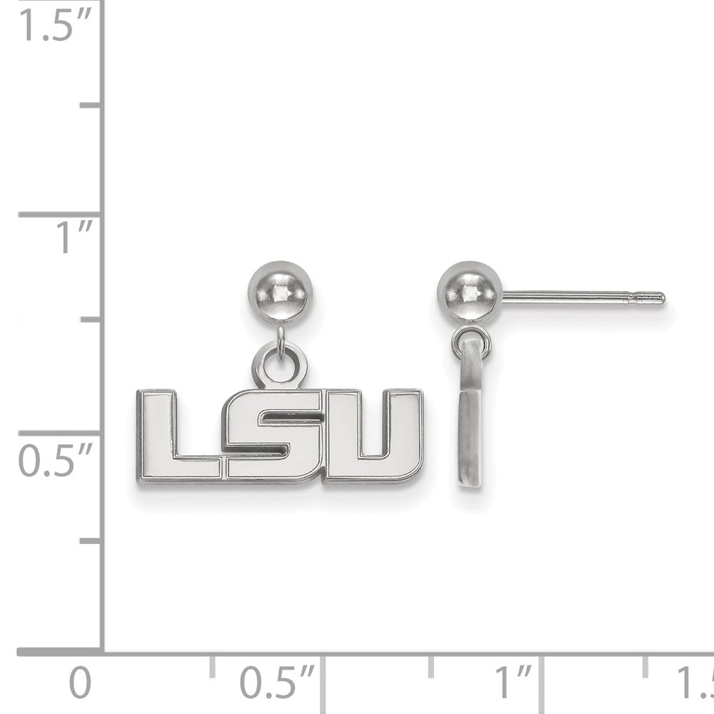 Alternate view of the 14k White Gold Louisiana State University Ball Dangle Earrings by The Black Bow Jewelry Co.