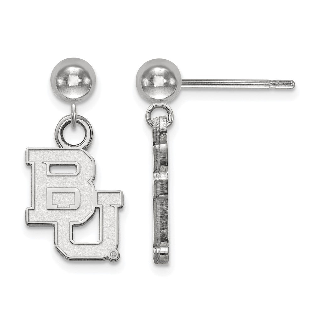 14k White Gold Baylor University Ball Dangle Earrings, Item E13622 by The Black Bow Jewelry Co.