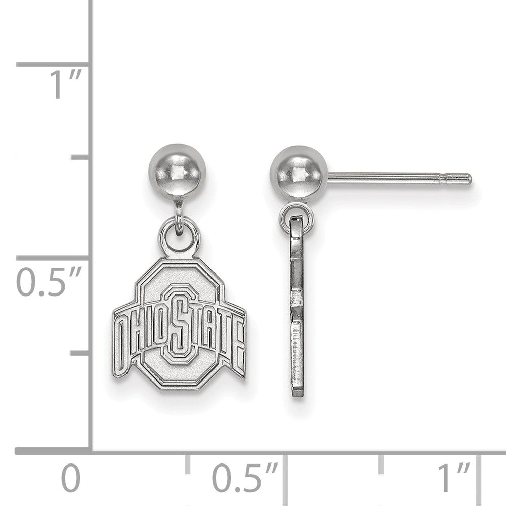 Alternate view of the 14k White Gold Ohio State University Ball Dangle Earrings by The Black Bow Jewelry Co.