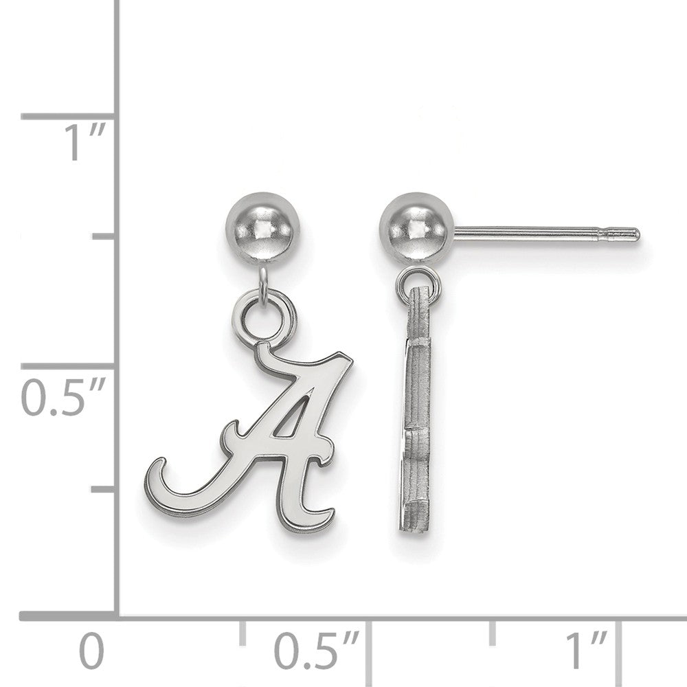 Alternate view of the 14k White Gold University of Alabama Ball Dangle Earrings by The Black Bow Jewelry Co.