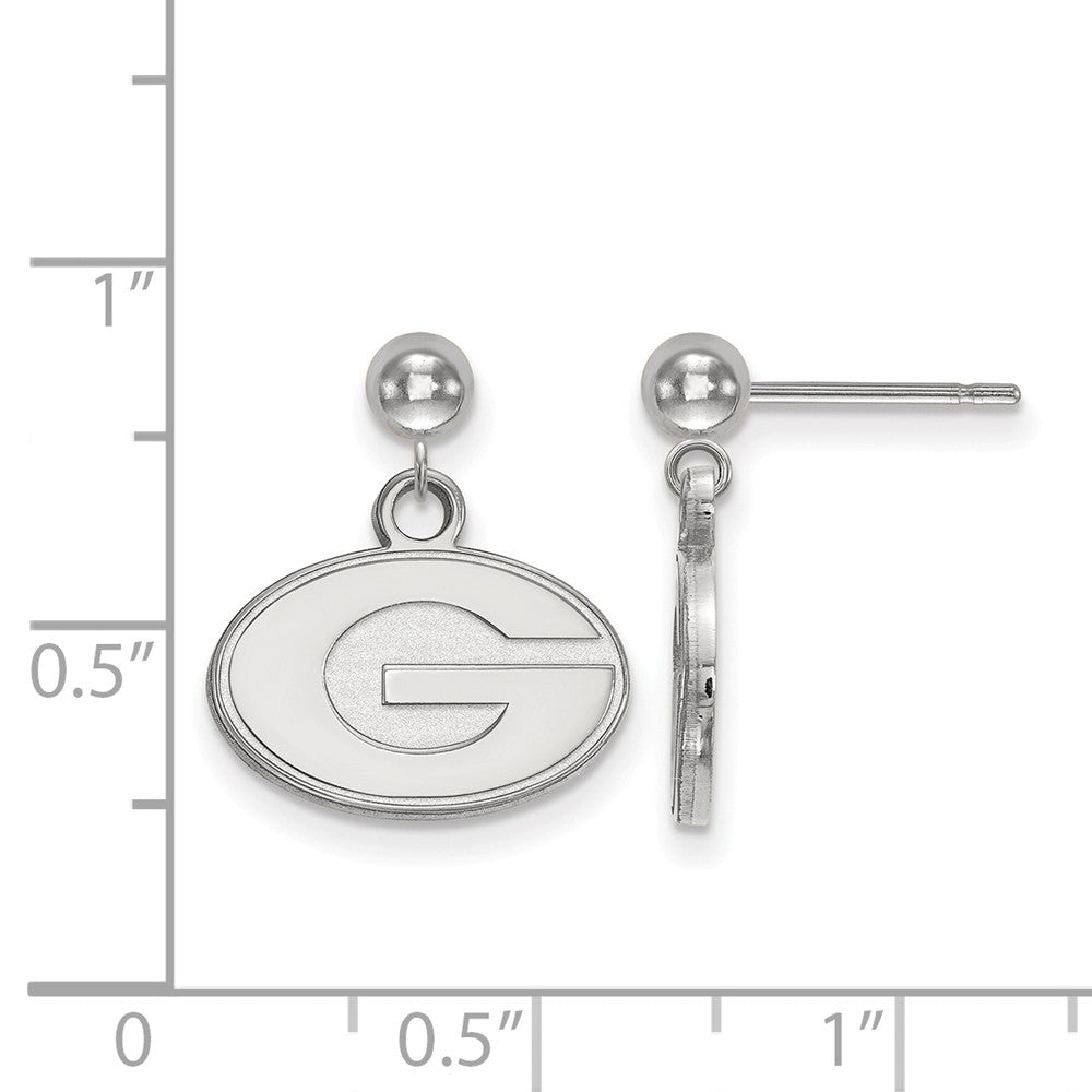 Alternate view of the 14k White Gold University of Georgia Ball Dangle Earrings by The Black Bow Jewelry Co.