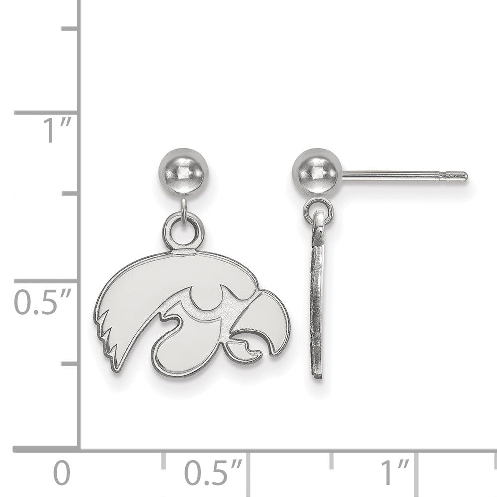 Alternate view of the 14k White Gold University of Iowa Ball Dangle Earrings by The Black Bow Jewelry Co.