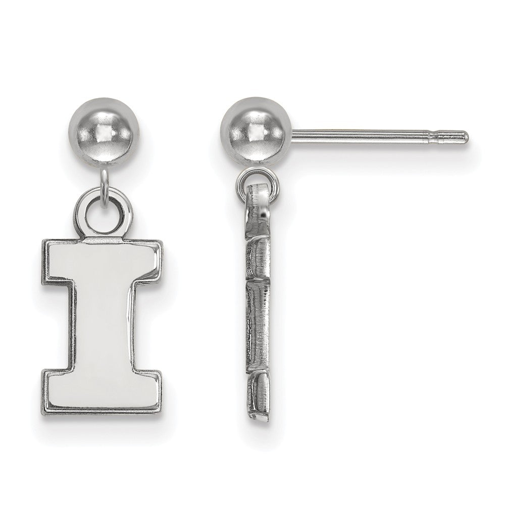 14k White Gold University of Illinois Ball Dangle Earrings, Item E13643 by The Black Bow Jewelry Co.