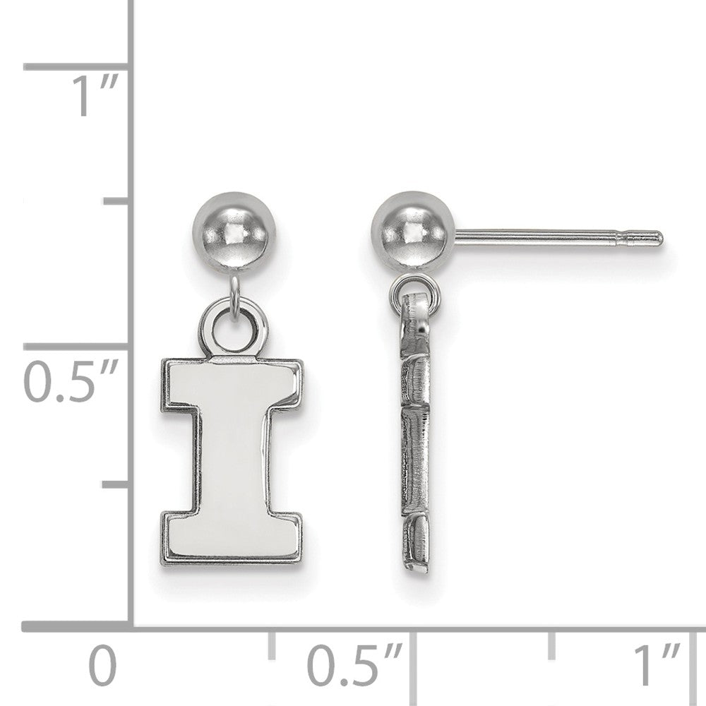 Alternate view of the 14k White Gold University of Illinois Ball Dangle Earrings by The Black Bow Jewelry Co.