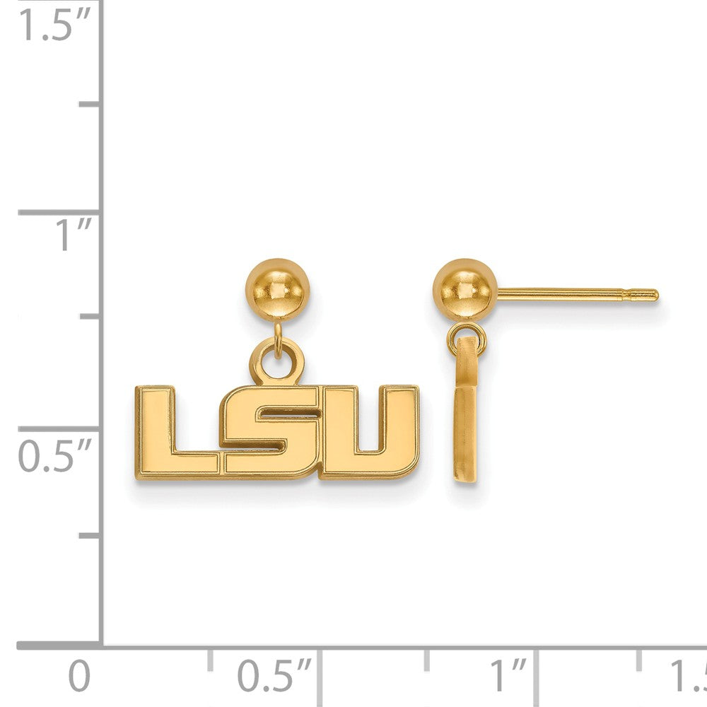 Alternate view of the 14k Yellow Gold Louisiana State University Ball Dangle Earrings by The Black Bow Jewelry Co.