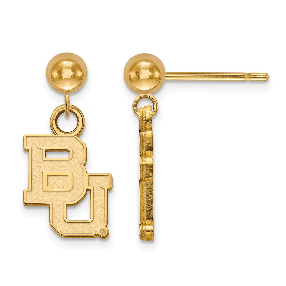 14k Yellow Gold Baylor University Ball Dangle Earrings, Item E13658 by The Black Bow Jewelry Co.