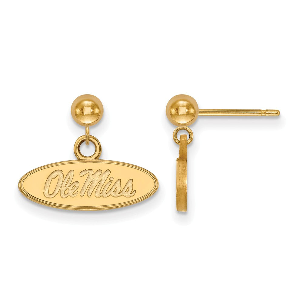 14k Yellow Gold University of Mississippi Ball Dangle Earrings, Item E13684 by The Black Bow Jewelry Co.