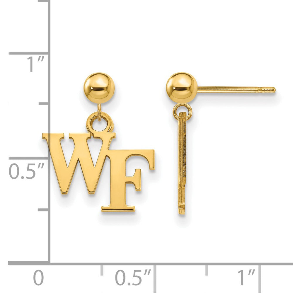Alternate view of the 14k Gold Plated Silver Wake Forest Univ. Dangle Earrings by The Black Bow Jewelry Co.