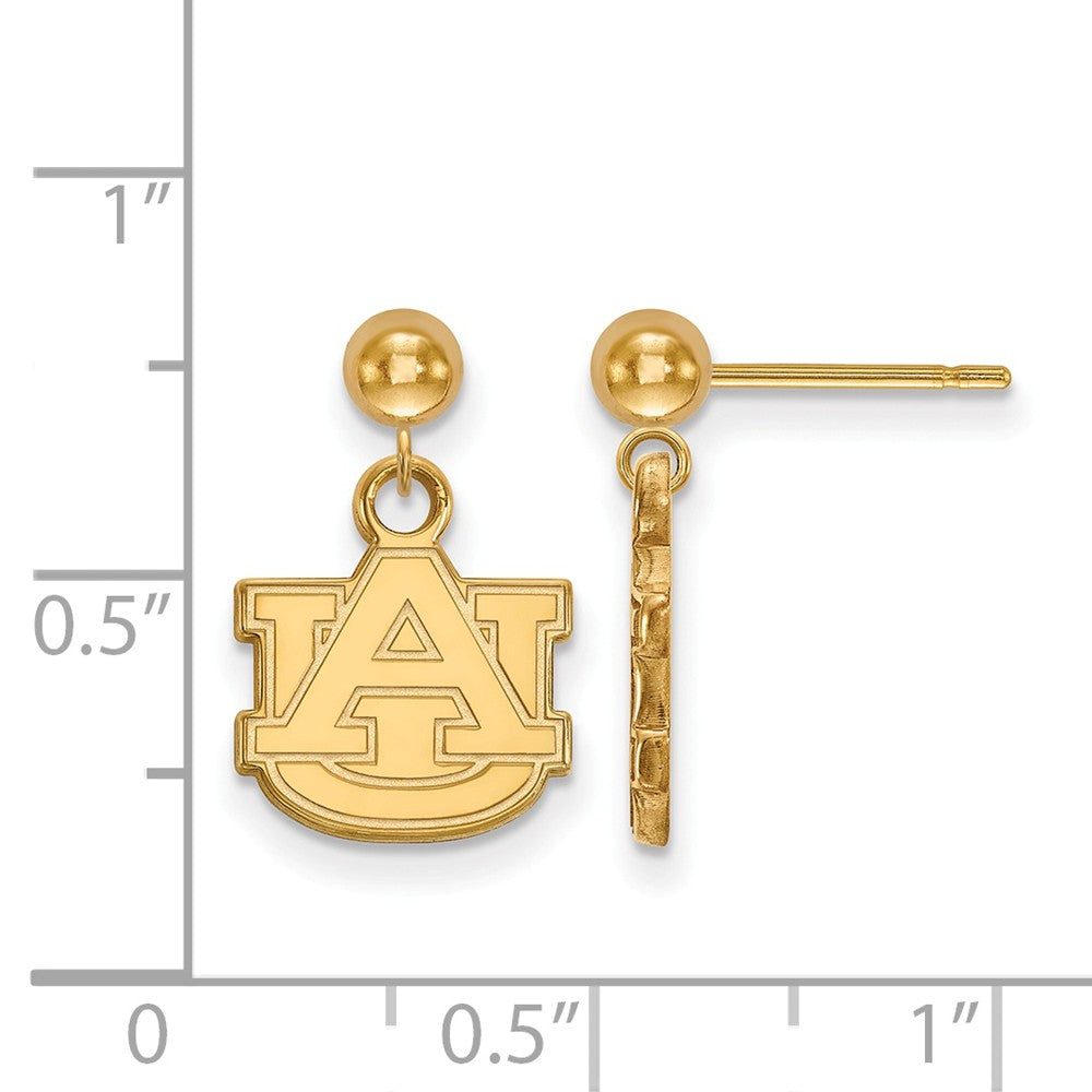 Alternate view of the 14k Gold Plated Silver Auburn University Ball Dangle Earrings by The Black Bow Jewelry Co.
