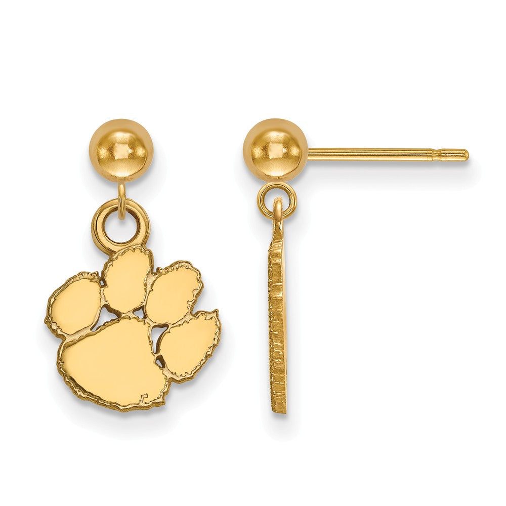 14k Gold Plated Silver Clemson University Ball Dangle Earrings, Item E13700 by The Black Bow Jewelry Co.