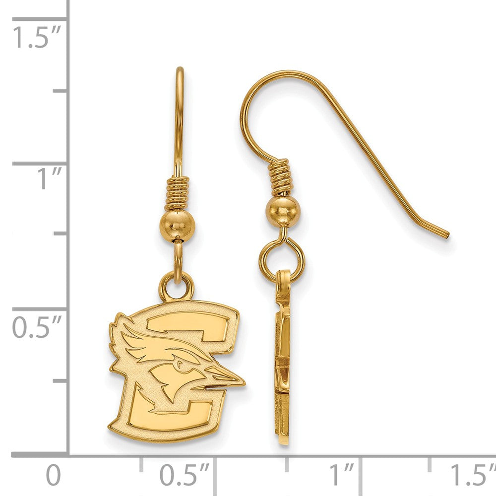 Alternate view of the 14k Gold Plated Silver Creighton University Small Dangle Earrings by The Black Bow Jewelry Co.