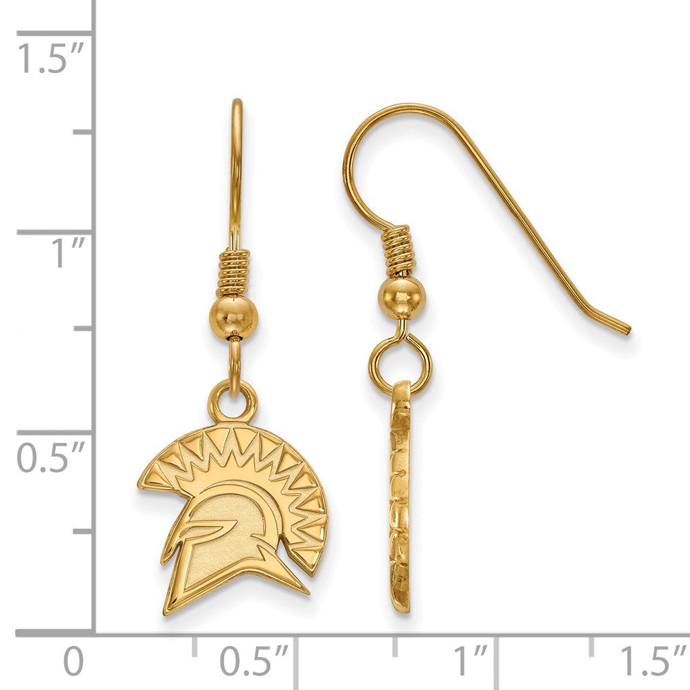 Alternate view of the 14k Gold Plated Silver San Jose State University Dangle Earring by The Black Bow Jewelry Co.