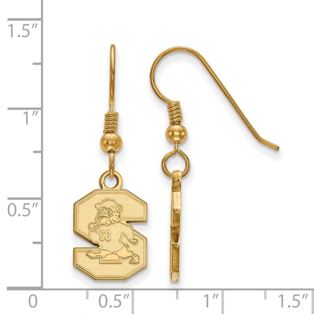 Alternate view of the 14k Gold Plated Silver South Carolina State U Dangle Earrings by The Black Bow Jewelry Co.