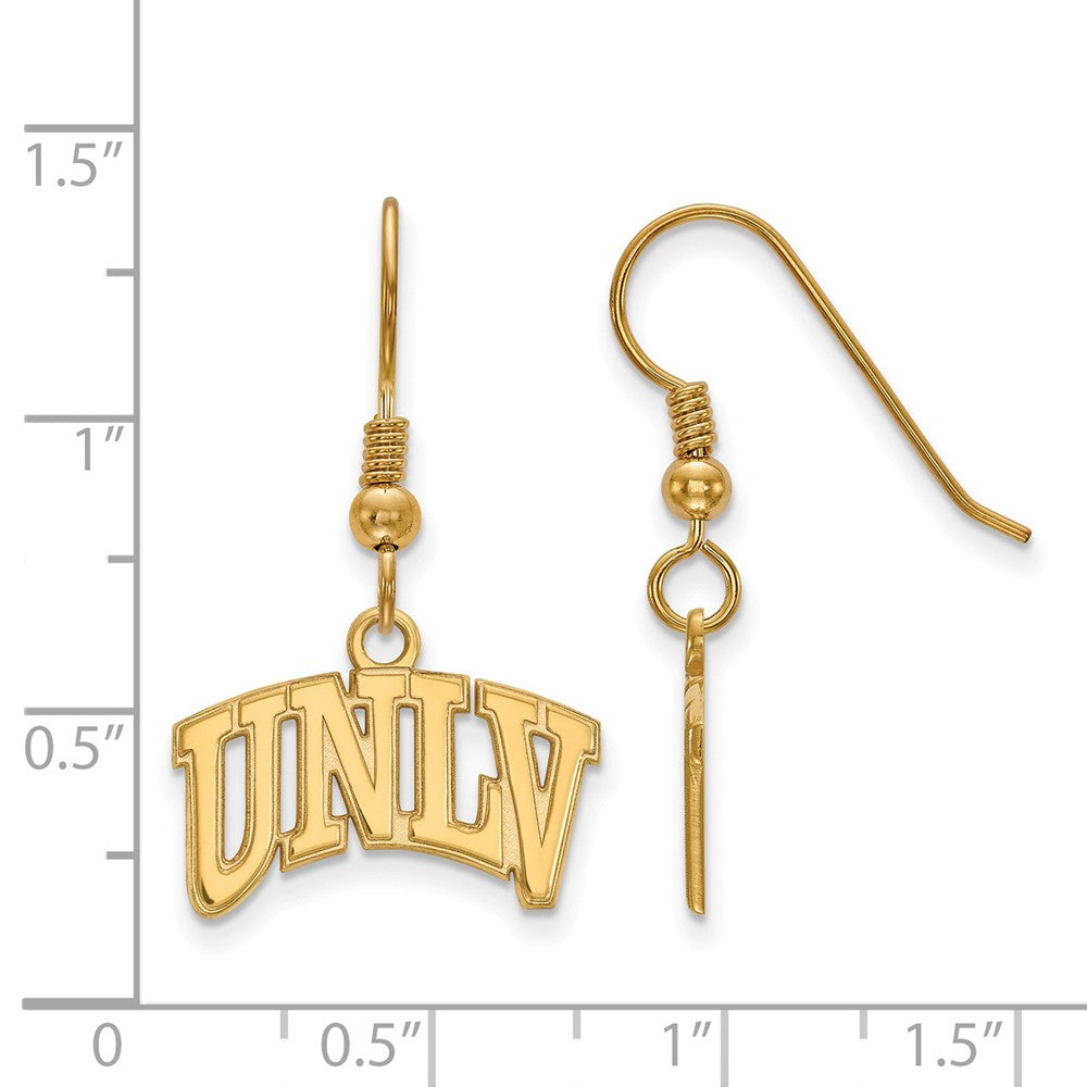 Alternate view of the 14k Gold Plated Silver U of Nevada Las Vegas Dangle Earrings by The Black Bow Jewelry Co.
