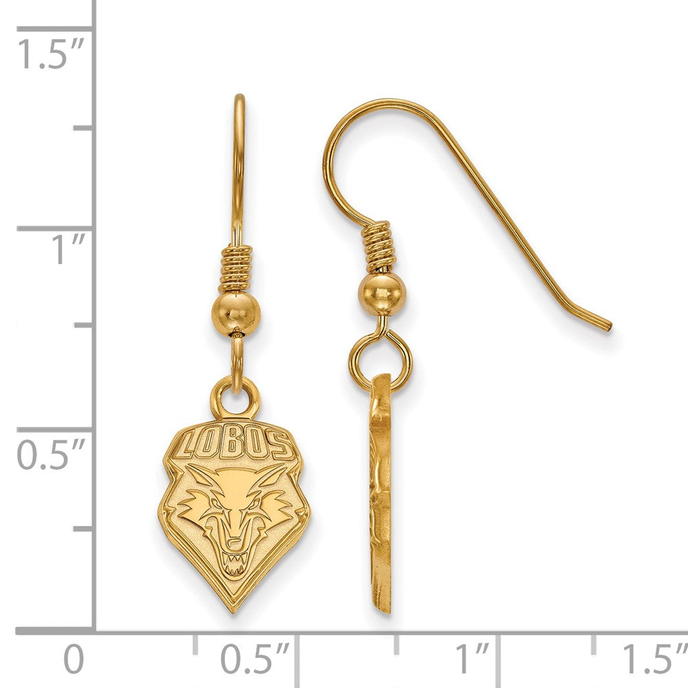 Alternate view of the 14k Gold Plated Silver University of New Mexico Dangle Earrings by The Black Bow Jewelry Co.
