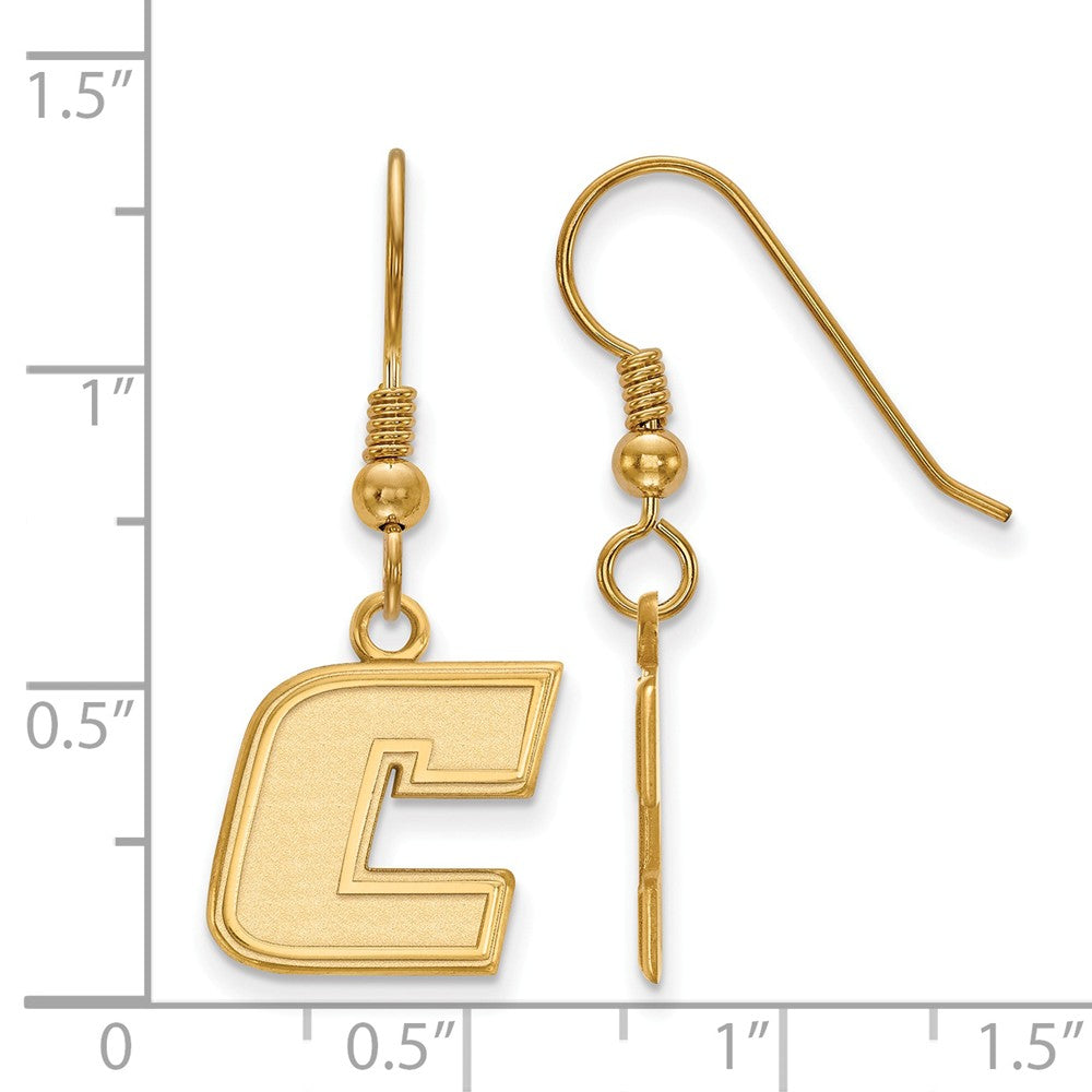 Alternate view of the 14k Gold Plated Silver Tennessee Chattanooga Sm Dangle Earrings by The Black Bow Jewelry Co.