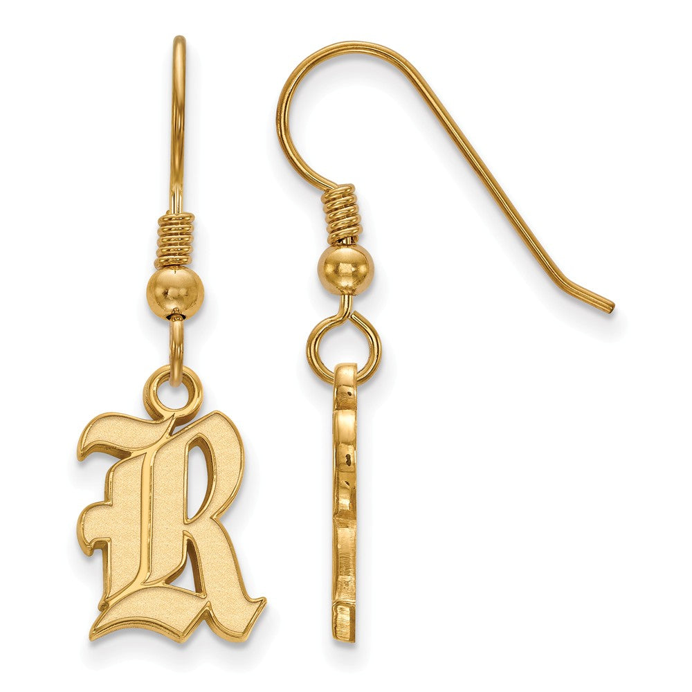 14k Gold Plated Silver Rice University Small Dangle Earrings, Item E13830 by The Black Bow Jewelry Co.