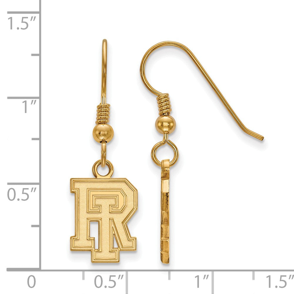 Alternate view of the 14k Gold Plated Silver University of Rhode Island Dangle Earrings by The Black Bow Jewelry Co.