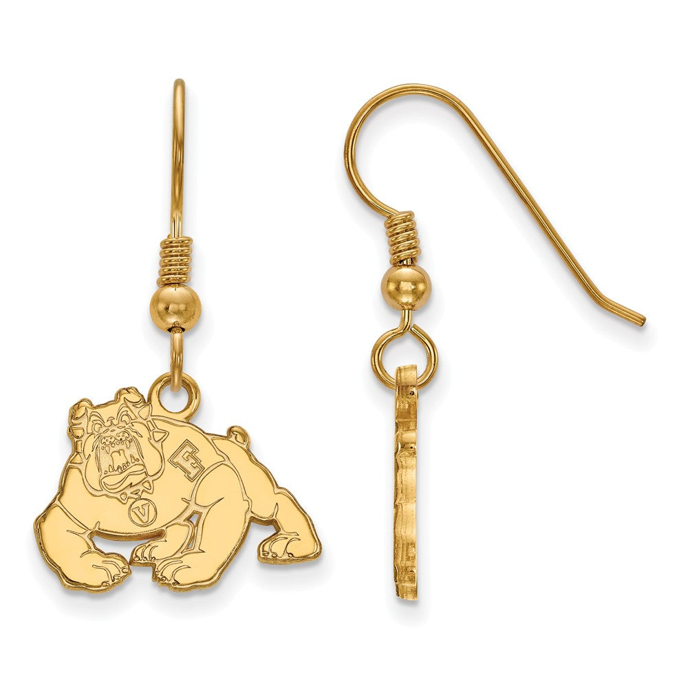 Alternate view of the 14k Gold Plated Silver California State U Fresno Dangle Earring by The Black Bow Jewelry Co.