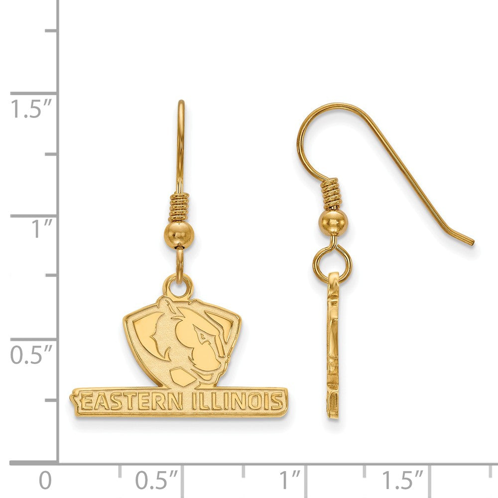 Alternate view of the 14k Gold Plated Silver Eastern Illinois University Dangle Earring by The Black Bow Jewelry Co.