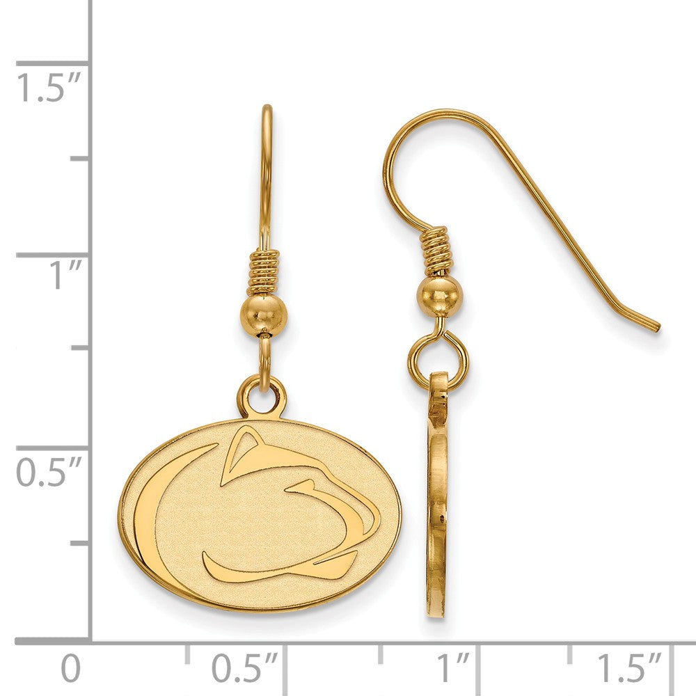 Alternate view of the 14k Gold Plated Silver Penn State University Dangle Earrings by The Black Bow Jewelry Co.