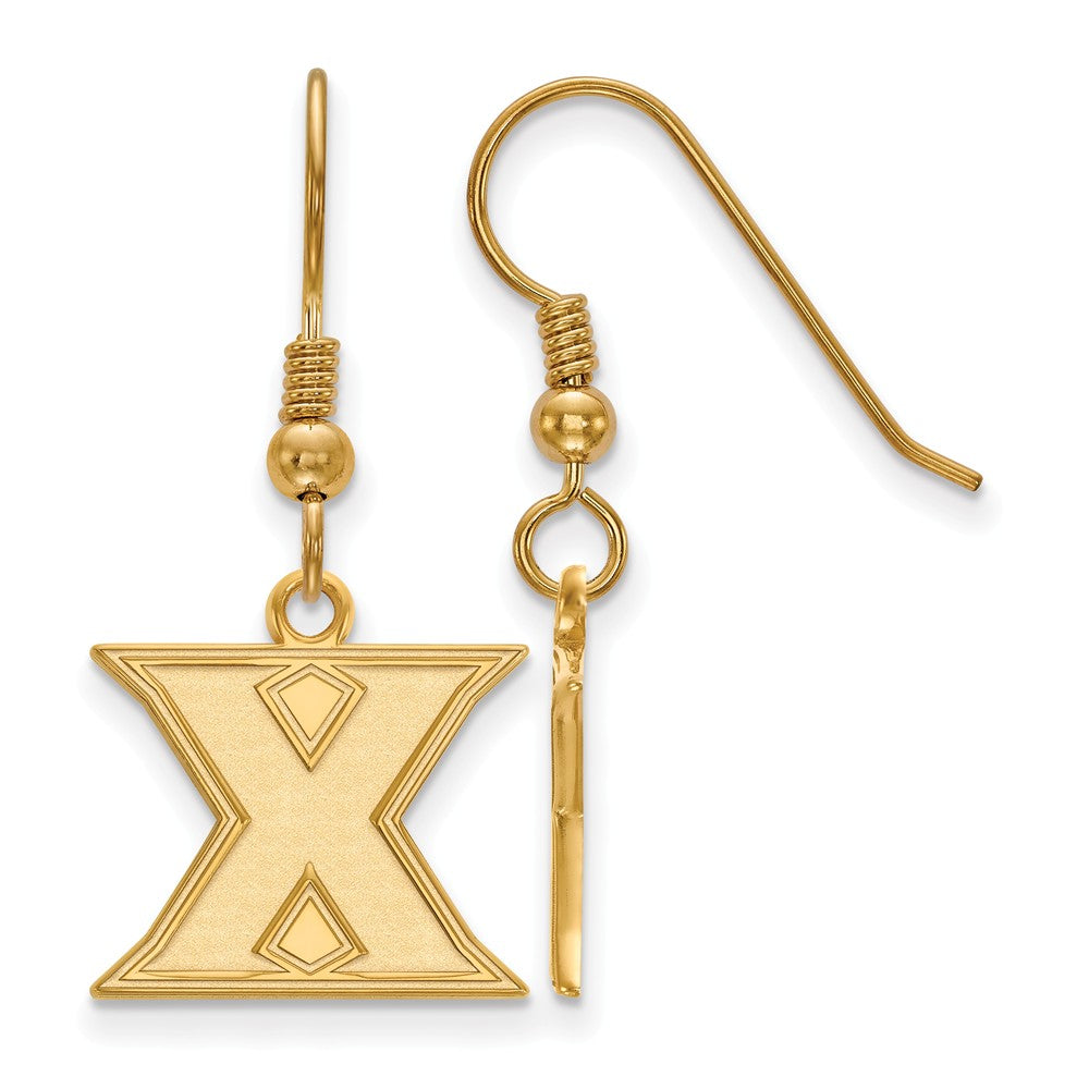 14k Gold Plated Silver Xavier University Small Dangle Earrings, Item E13853 by The Black Bow Jewelry Co.