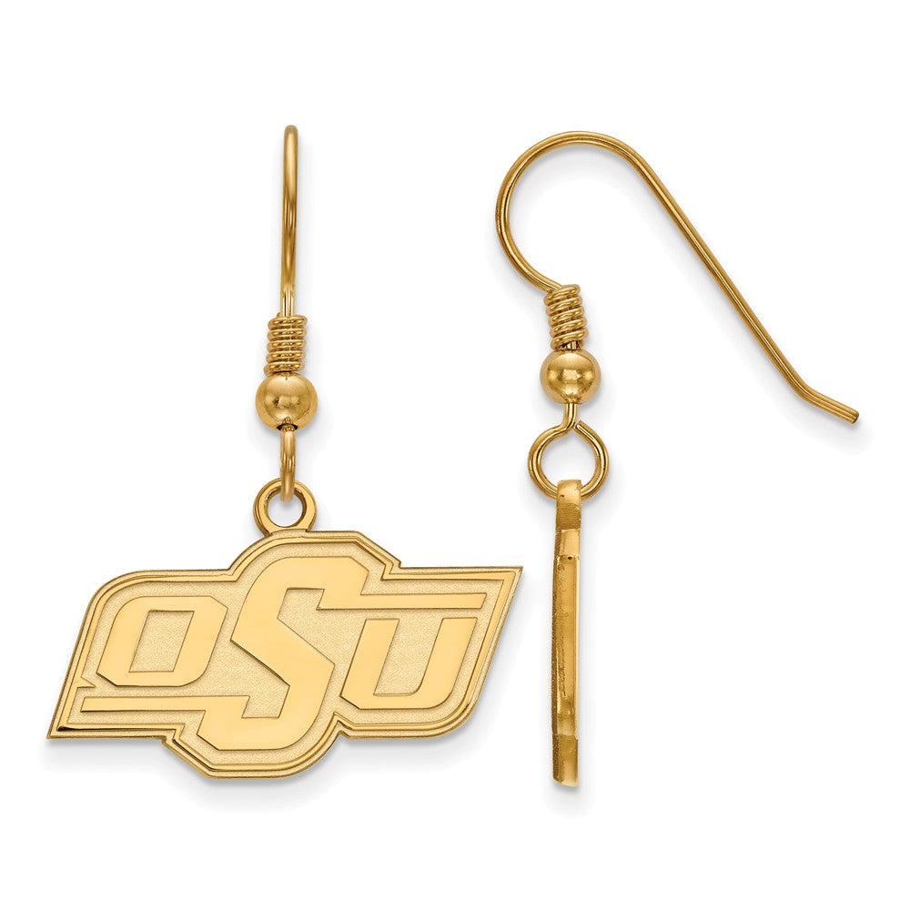 14k Gold Plated Silver Oklahoma State University Dangle Earring, Item E13871 by The Black Bow Jewelry Co.