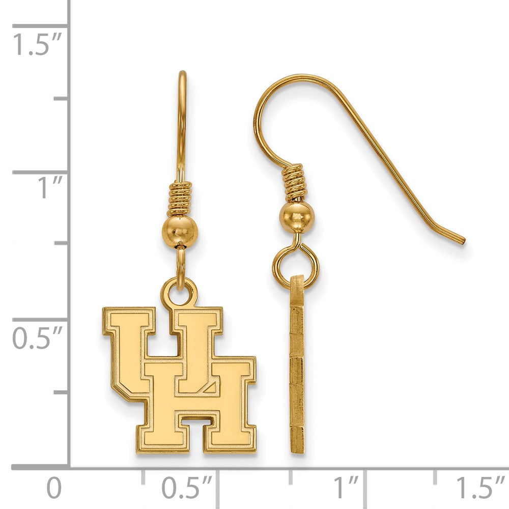 Alternate view of the 14k Gold Plated Silver University of Houston Dangle Earrings by The Black Bow Jewelry Co.
