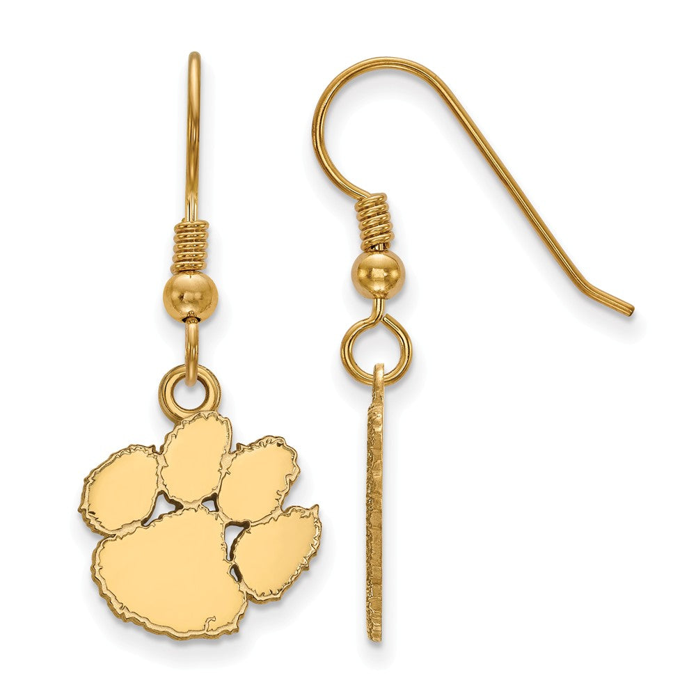 14k Gold Plated Silver Clemson University Small Dangle Earrings, Item E13903 by The Black Bow Jewelry Co.