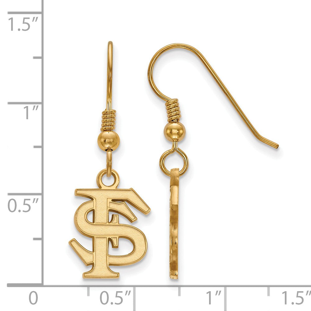 Alternate view of the 14k Gold Plated Silver Florida State U Dangle Earrings by The Black Bow Jewelry Co.