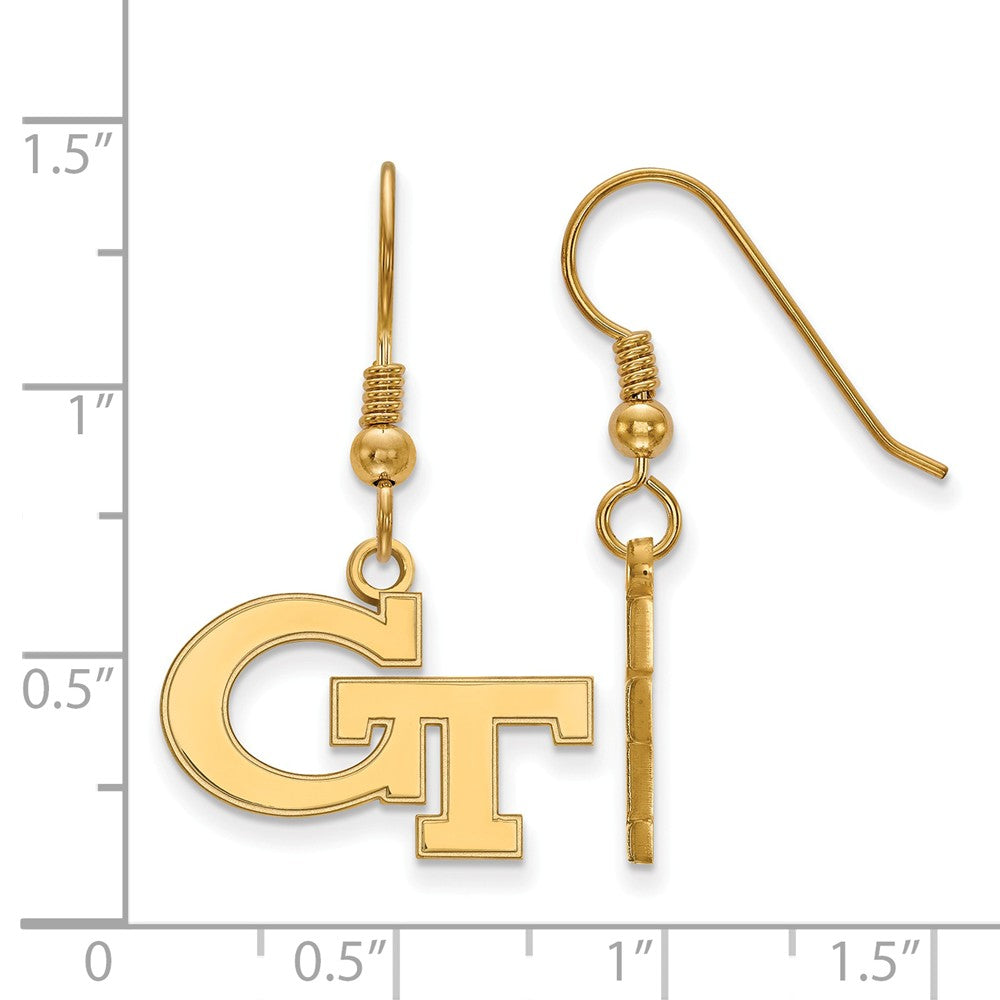 Alternate view of the 14k Gold Plated Silver Georgia Technology SM Dangle Earring by The Black Bow Jewelry Co.