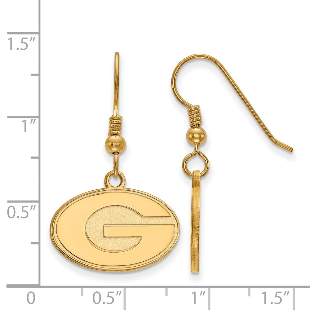 Alternate view of the 14k Gold Plated Silver University of Georgia SM Dangle Earrings by The Black Bow Jewelry Co.
