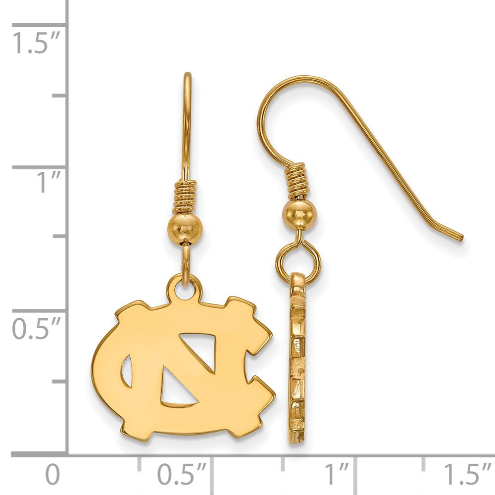 Alternate view of the 14k Gold Plated Silver U of North Carolina SM Dangle Earrings by The Black Bow Jewelry Co.
