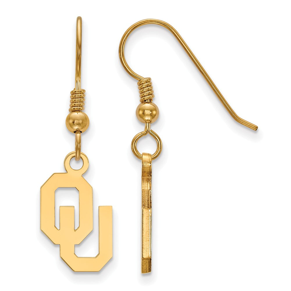 14k Gold Plated Silver University of Oklahoma Dangle Earrings, Item E13930 by The Black Bow Jewelry Co.
