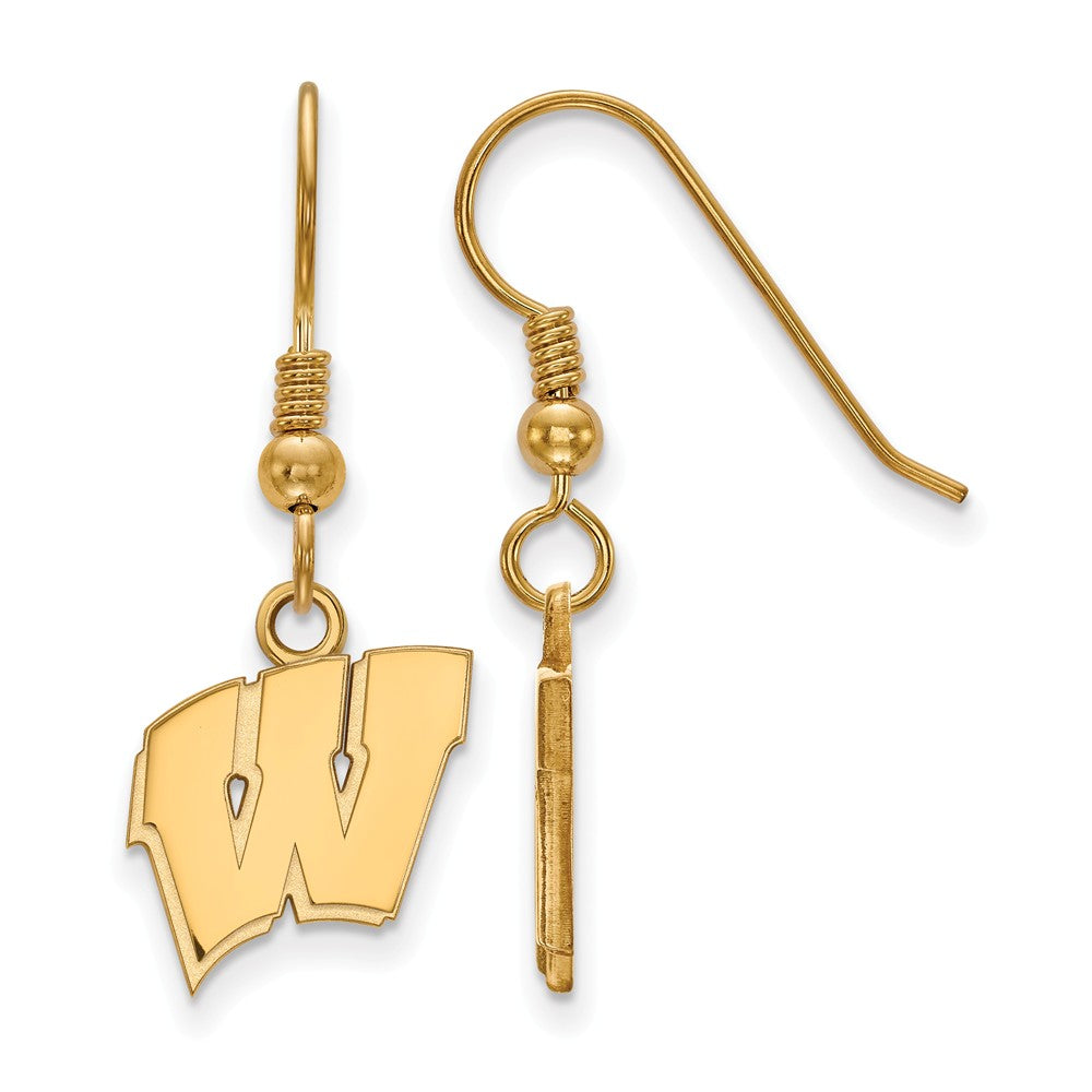 14k Gold Plated Silver University of Wisconsin SM Dangle Earrings, Item E13936 by The Black Bow Jewelry Co.