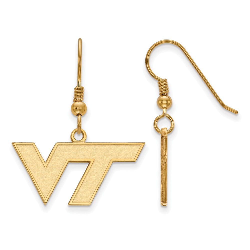14k Gold Plated Silver Virginia Tech SM Dangle Earrings, Item E13937 by The Black Bow Jewelry Co.