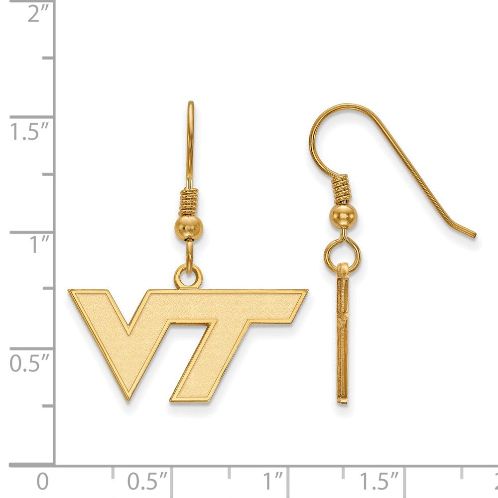 Alternate view of the 14k Gold Plated Silver Virginia Tech SM Dangle Earrings by The Black Bow Jewelry Co.