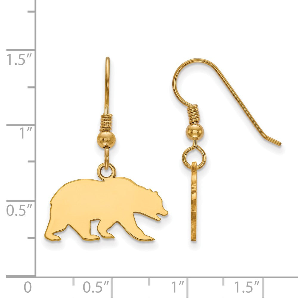 Alternate view of the 14k Gold Plated Silver U of California Berkeley Dangle Earrings by The Black Bow Jewelry Co.