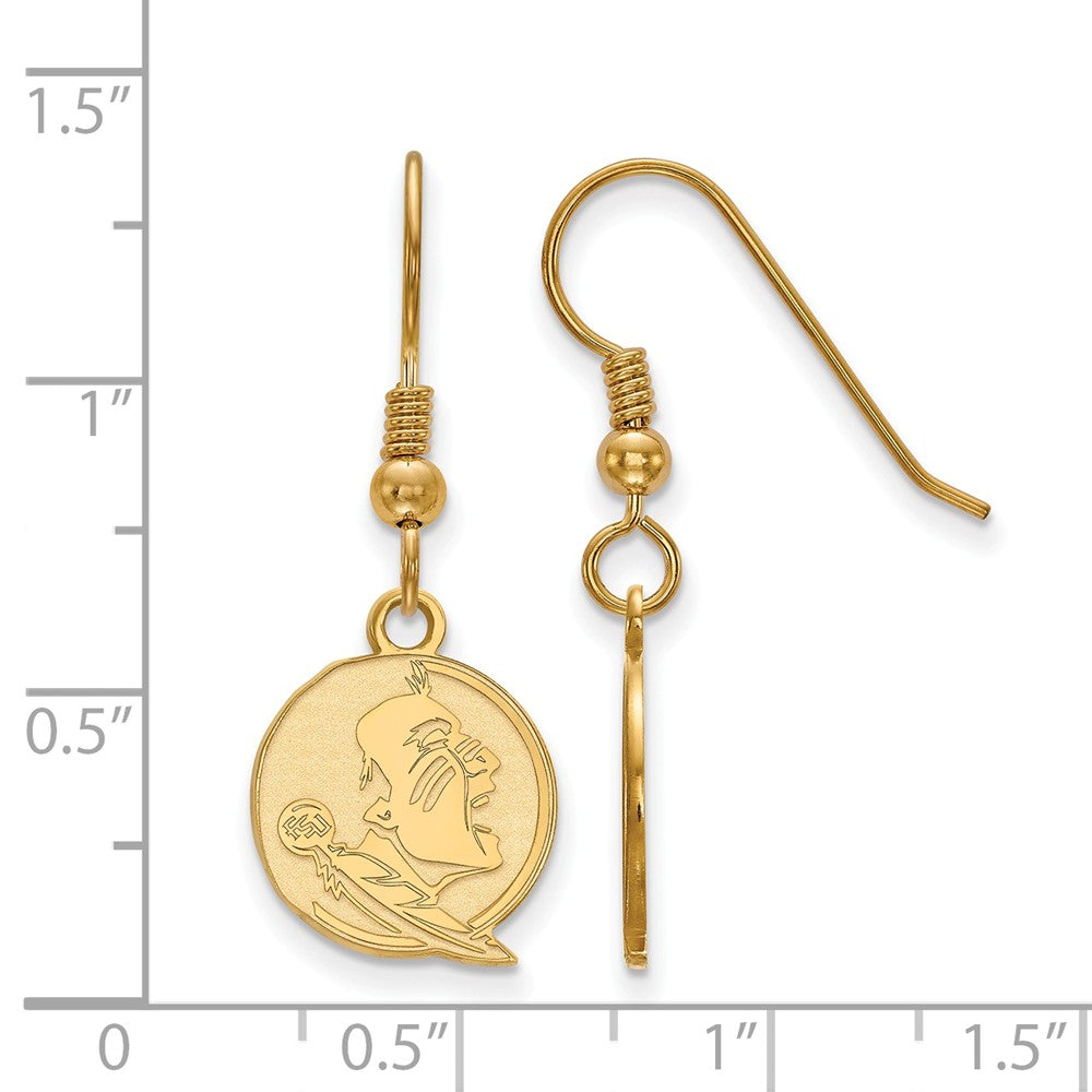 Alternate view of the 14k Gold Plated Silver Florida State Univ. SM Dangle Earrings by The Black Bow Jewelry Co.