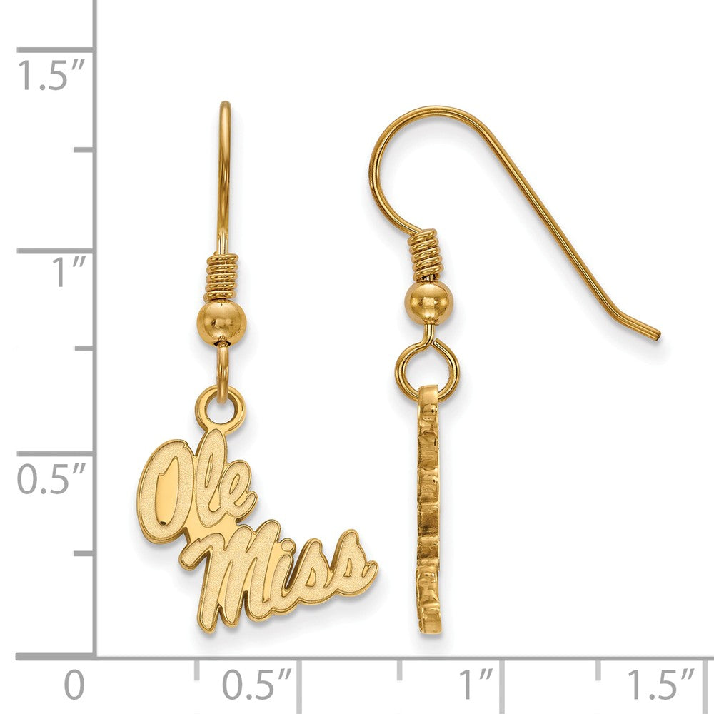 Alternate view of the 14k Gold Plated Silver University of Mississippi Dangle Earring by The Black Bow Jewelry Co.