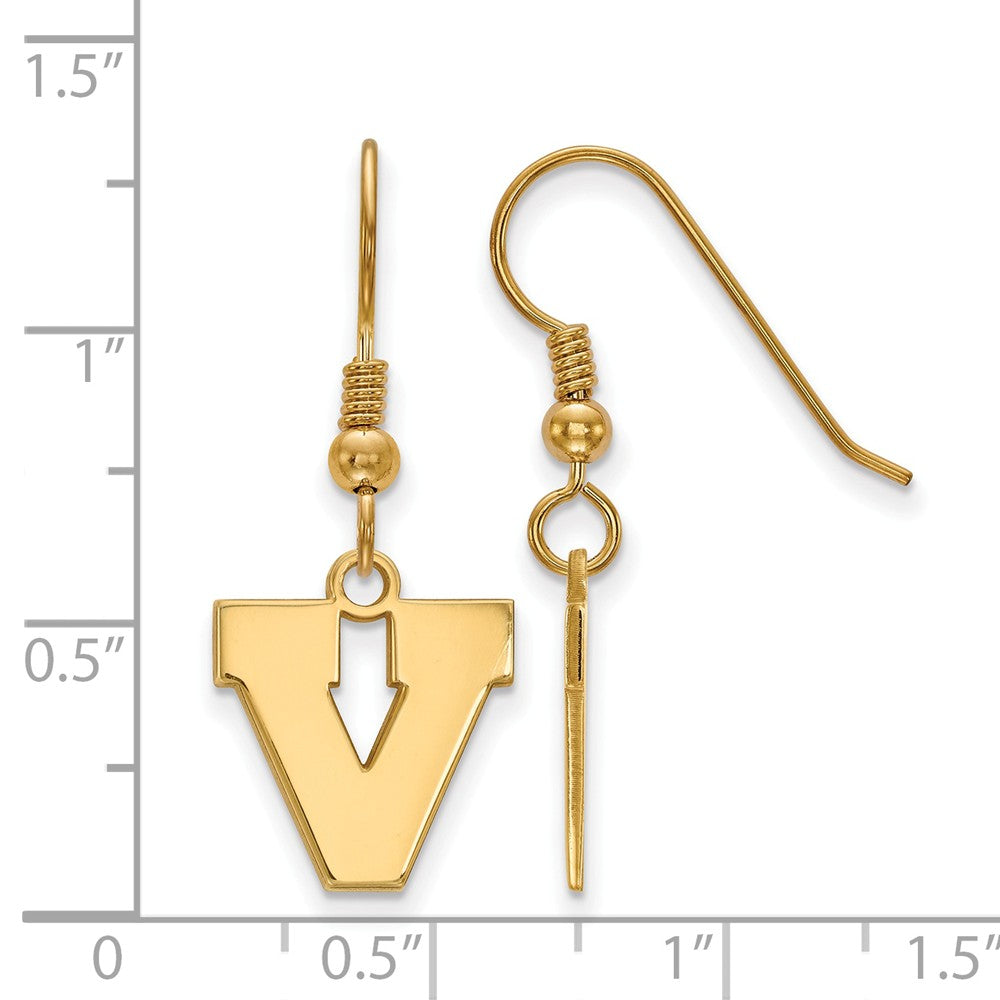 Alternate view of the 14k Gold Plated Silver University of Virginia Dangle Earrings by The Black Bow Jewelry Co.
