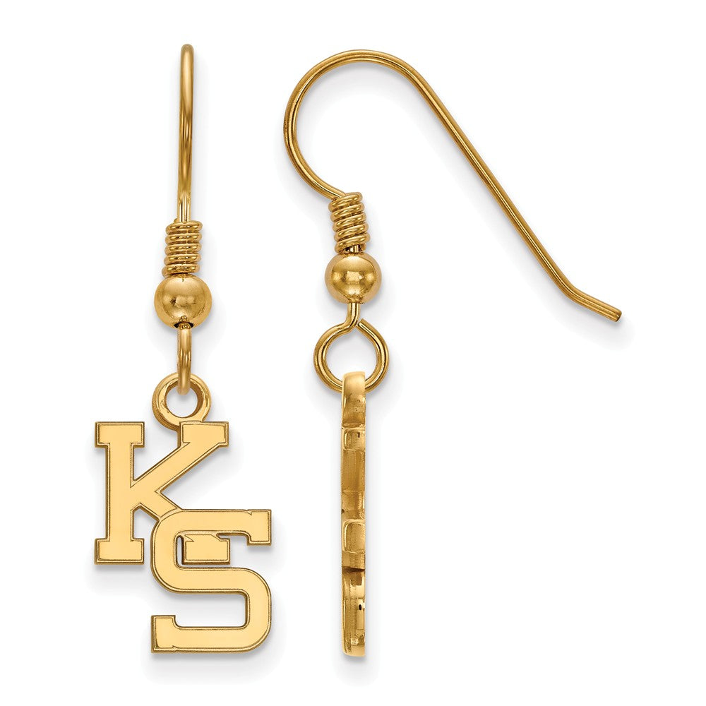 14k Gold Plated Silver Kansas State University Dangle Earrings, Item E13974 by The Black Bow Jewelry Co.