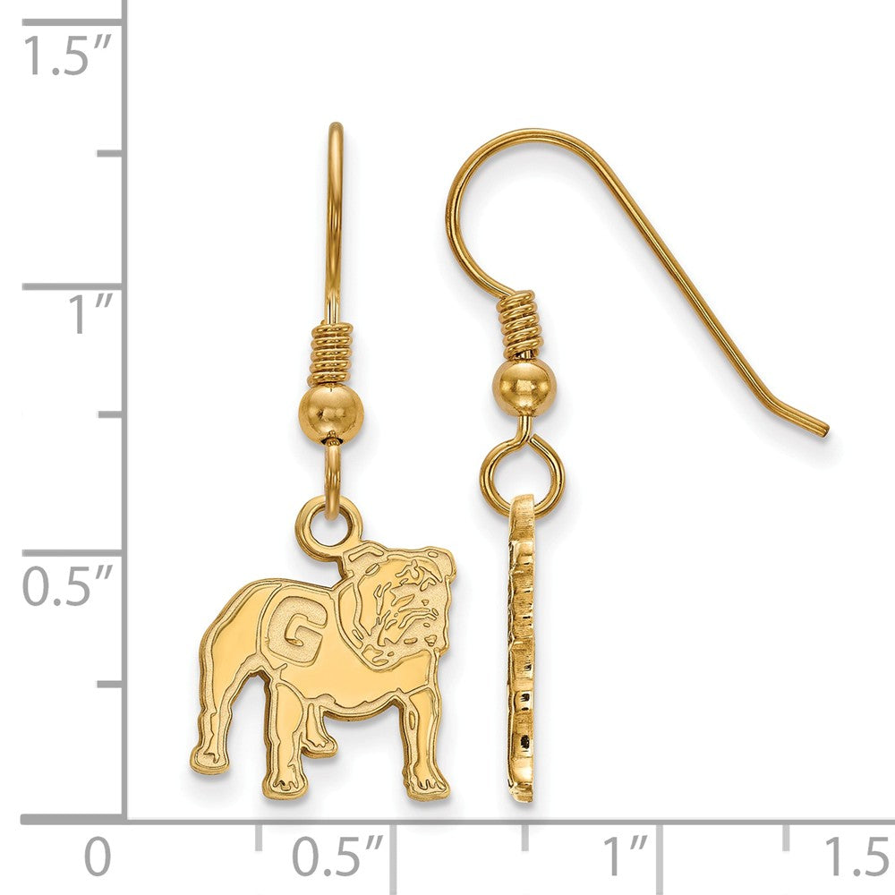Alternate view of the 14k Gold Plated Silver University of Georgia Dangle Earrings by The Black Bow Jewelry Co.