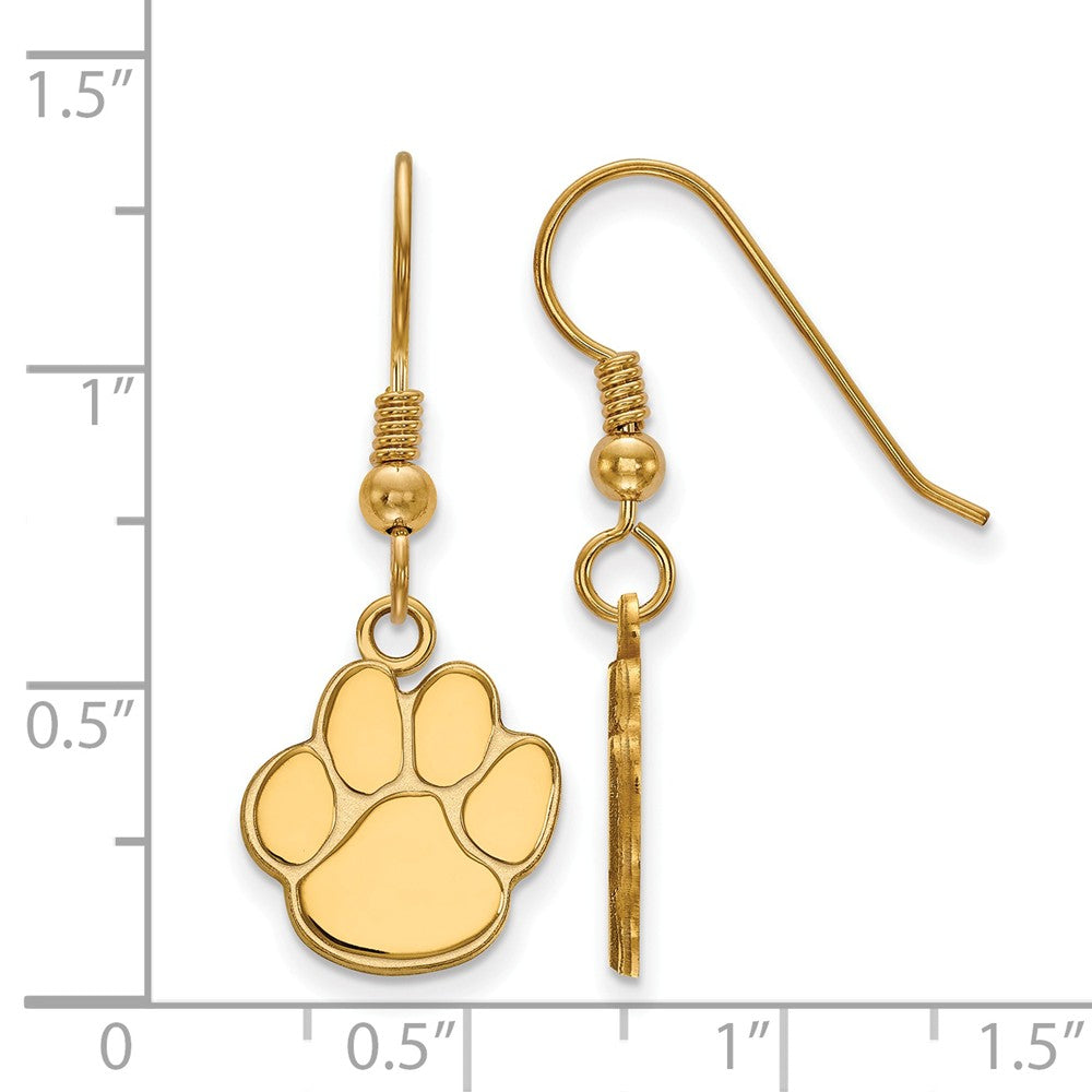 Alternate view of the 14k Gold Plated Silver Auburn University Small Dangle Earrings by The Black Bow Jewelry Co.